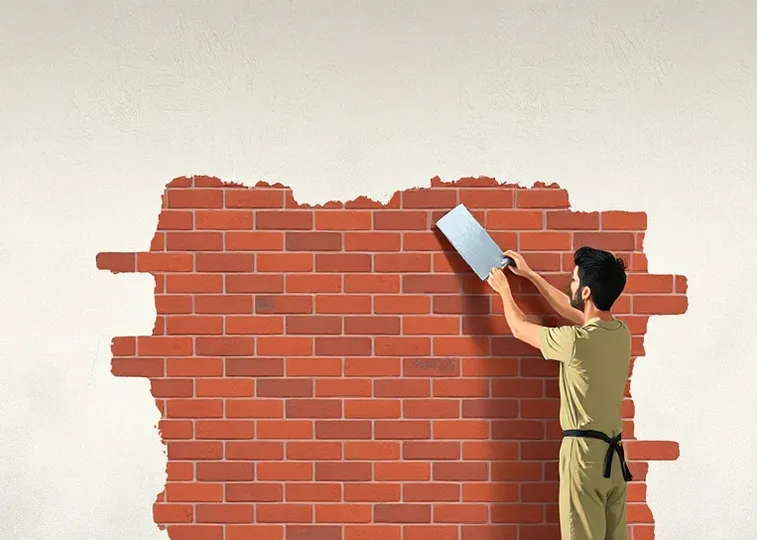 Application d'un enduit décoratif à la lisseuse sur un mur